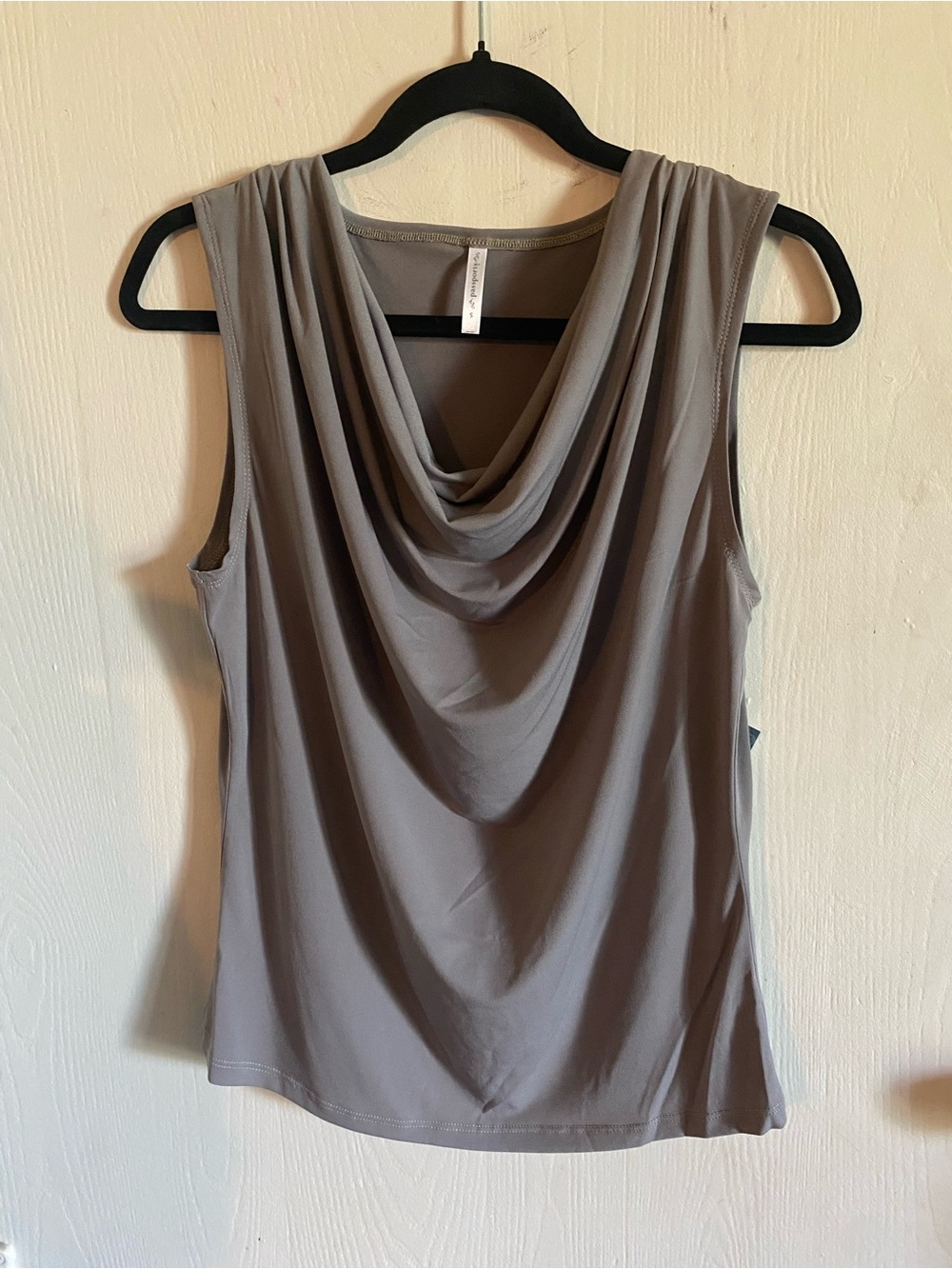 Passport Taupe Draped Cowl Neck Sleeveless Top